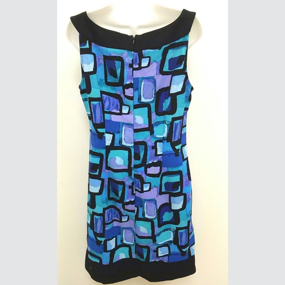 Connected Apparel Dress Geo Teal Purple Sleeveless - Picture 2 of 4